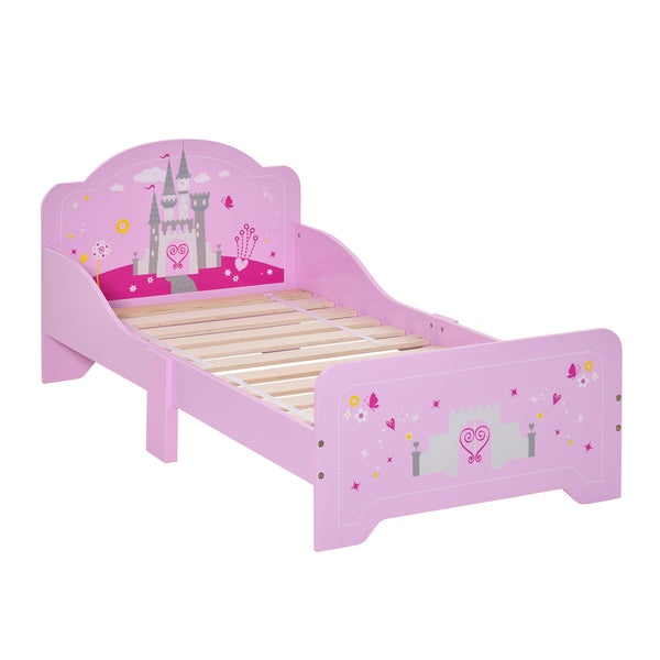 Einzelbettstruktur für Kinder 143 x 73 x 60 cm aus rosa Pappelholz sconto