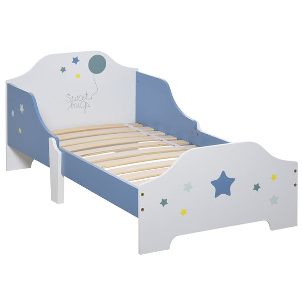 acquista Einzelbettstruktur für Kinder 143 x 74 x 59 cm aus blauem und weißem Pappelsperrholz