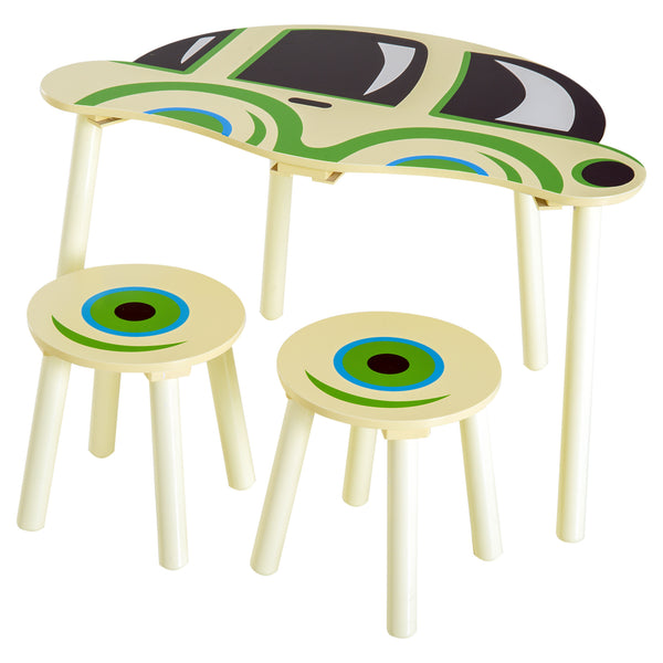 online Spielzeugauto-Set mit Tisch und 2 Hockern für Kinder aus Holz 76,5 x 58,5 x 46 cm