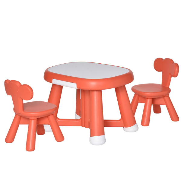 online Tischset mit 2 Stühlen für Kinder mit roter Whiteboard-Auflage