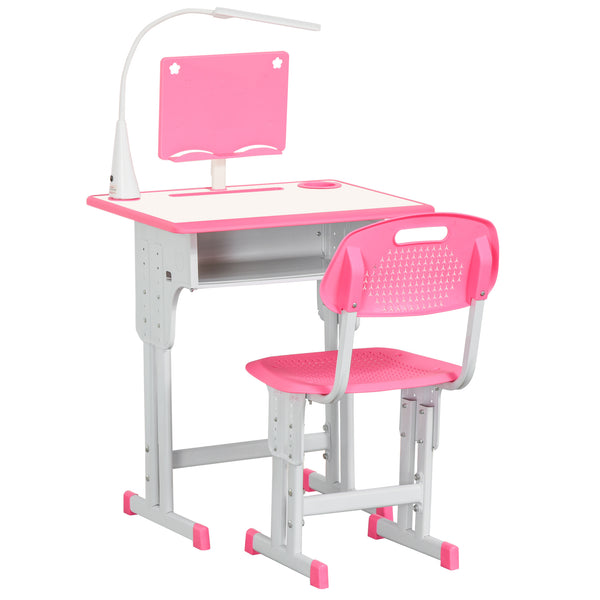 acquista Schulbank mit Stuhl für Kinder mit LED-Lampe und rosa Rednerpult