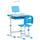Schulbank mit Stuhl für Kinder mit LED-Lampe und blauem Rednerpult