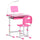 Schulbank mit Stuhl für Kinder mit LED-Lampe und rosa Rednerpult