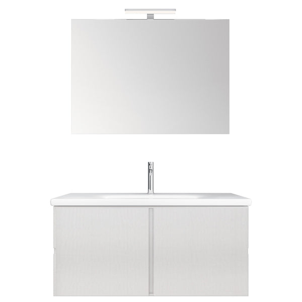 Badezimmer-Hängeschrank 80 cm Bonussi Ansel Waschbecken und Spiegel aus weißer Lärche online