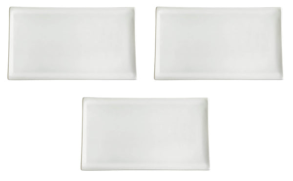 acquista Set 3 rechteckige Tabletts 28x14x1,7 cm in Allluminic Porcelain Kaleidos Aluxina Bianchi