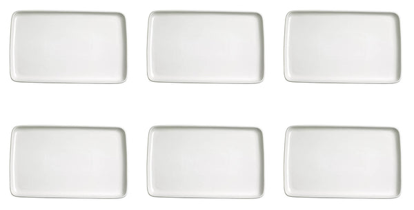 sconto Set mit 6 rechteckigen Tabletts für Snacks 16 x 8 x 1,5 cm aus allluminischem Porzellan Kaleidos Aluxina Bianchi