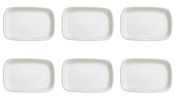 sconto Set mit 6 rechteckigen Tabletts für Snacks 13 x 9 x 1,5 cm aus allluminischem Porzellan Kaleidos Aluxina Bianchi