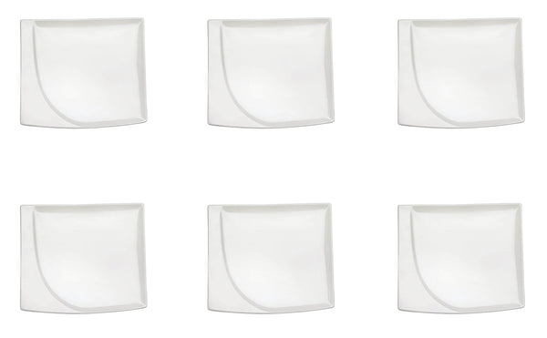 online Set mit 6 rechteckigen Snacktellern 20,5 x 18 x 1,5 cm aus allluminischem Porzellan Kaleidos Aluxina Bianchi