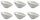 Set mit 6 schrägen Schalen 8x11,5x5,5 cm aus weißem Kaleidos Aluxina allluminic Porzellan