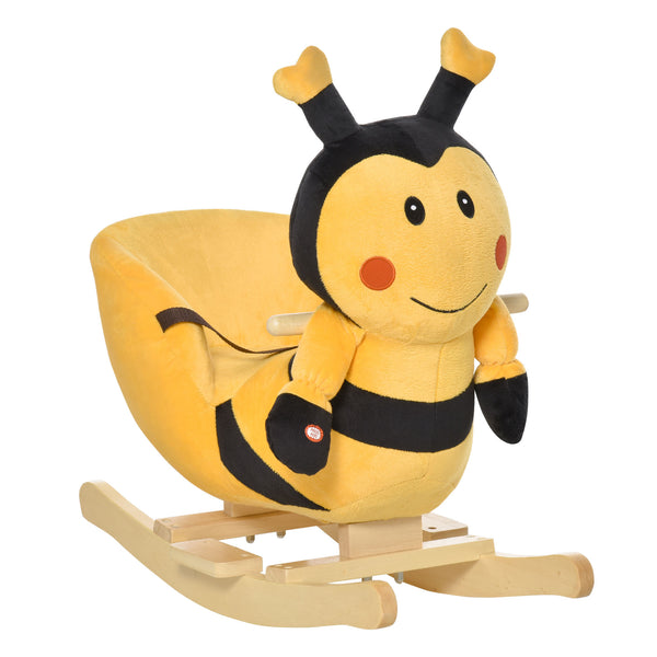 sconto Schaukelpferd für Kinder aus gelbem und schwarzem Bienenholz