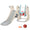 Kinderrutsche 220x160x120 cm mit Schaukel und weißem Korb