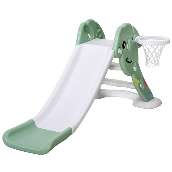 Rutsche für Kinder 146 x 68 x 68 cm mit Reifen und Basketball in Grün und Weiß sconto