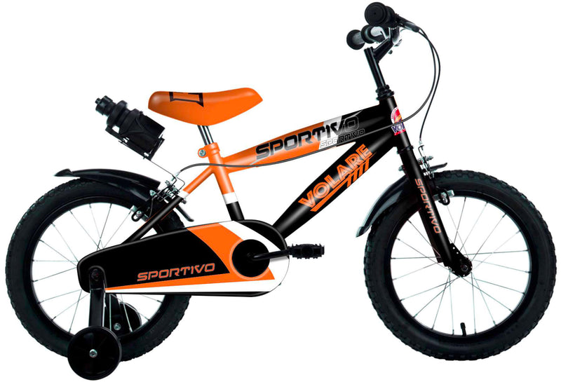 Bicicletta per Bambino 14" 2 Freni Sportivo Arancio Neon e Nero-1