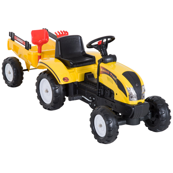 acquista Trettraktor mit gelbem und schwarzem Anhänger 123 x 42 x 51 cm