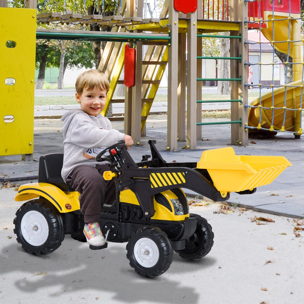 acquista Trettraktor für Kinder mit Bagger in Schwarz und Gelb
