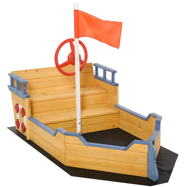 Sandkasten für Kinder in Schiffsform 158 x 78 x 45,5 cm mit Holzbehälter acquista