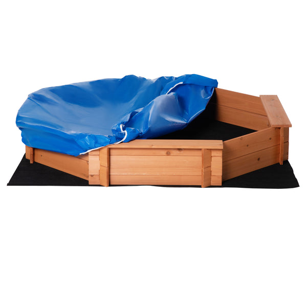 acquista Outdoor-Sandkasten aus Holz 39,5 x 139,5 x 21,5 cm mit Sitzen und rotem Deckel