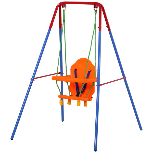 1-Sitzer-Gartenschaukel aus Stahl und PP-Schaukel Blau und Orange sconto