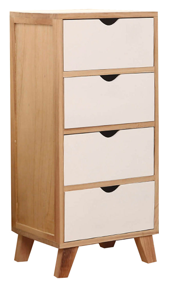 online Kommode mit 4 Schubladen aus Holz 36x29,5x78 cm Nordica White