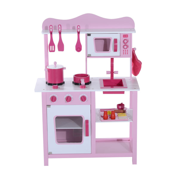 prezzo Spielzeugküche für Kinder aus rosafarbenem Holz 60x30x84,5 cm
