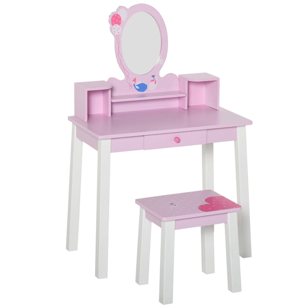 prezzo Spielzeugspiegel für Kinder mit rosa Holzhocker