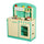 Spielzeugküche für Kinder mit Zubehör aus grünem Holz 70x30x88 cm