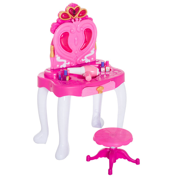 sconto Spiegel mit Schublade und Spielzeughocker für Mädchen Rosa