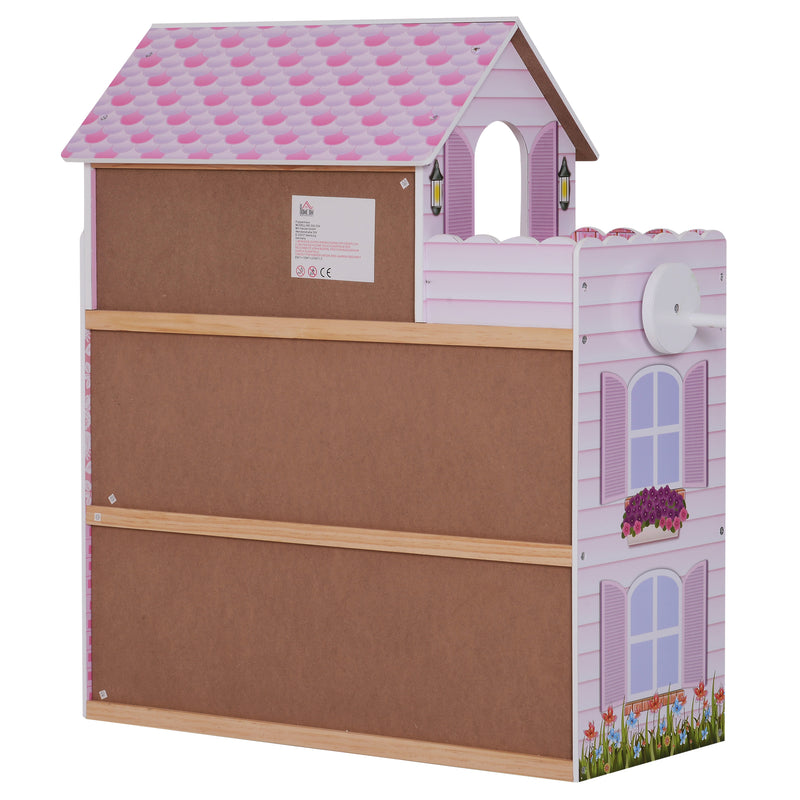 Casa delle Bambole per Bambini a 3 Piani con Ascensore Rosa 60x30x71.5 cm -6