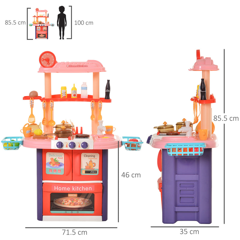 Cucina Giocattolo per Bambini 71,5x35x85,5 cm con Utensili Multicolore-3