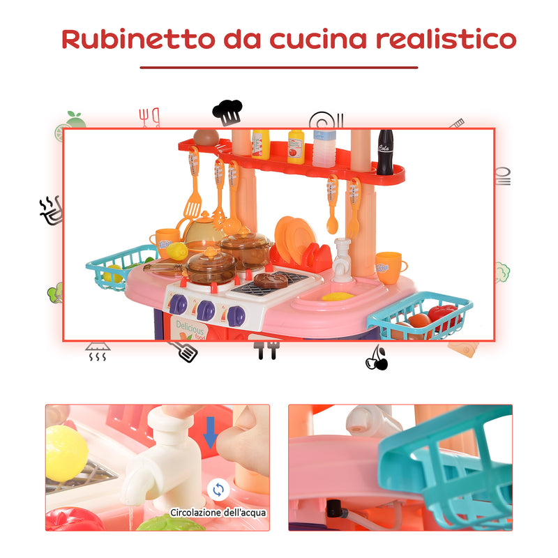 Cucina Giocattolo per Bambini 71,5x35x85,5 cm con Utensili Multicolore-6