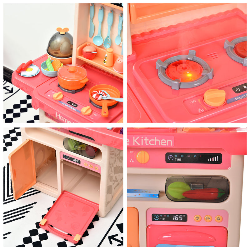 Cucina Giocattolo per Bambini 71x28,5x93,5 cm con Accessori  Rosa-8