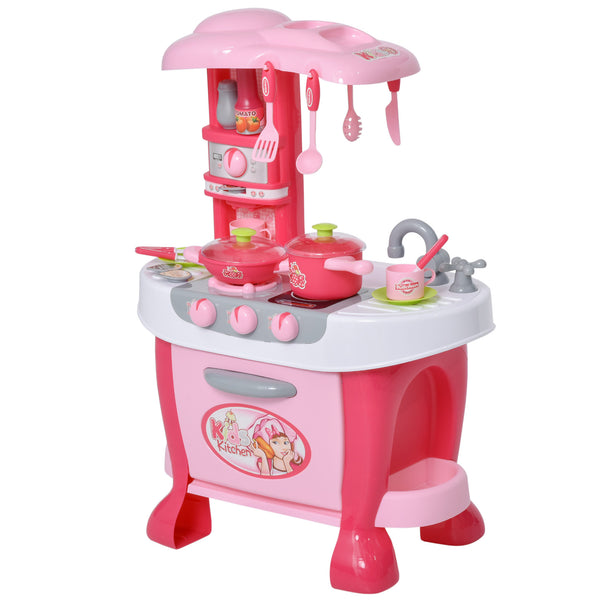 sconto Spielzeugküche für Kinder 51x30x73 cm mit rosa Utensilien