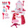 Schminkstation Spielzeugspiegel für Kinder mit rosa und weißem Hocker