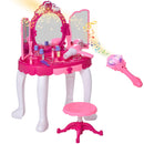 Postazione Trucco Specchiera Giocattolo per Bambini con Sgabello e Accessori  Rosa-1