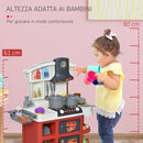 Cucina Giocattolo per Bambini 56x25,5x61 cm con Utensili Bianco e Rossa-8