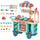 Spielzeugküche für Kinder 79,5x33x90,5 cm mit 50 blauen Zubehörteilen