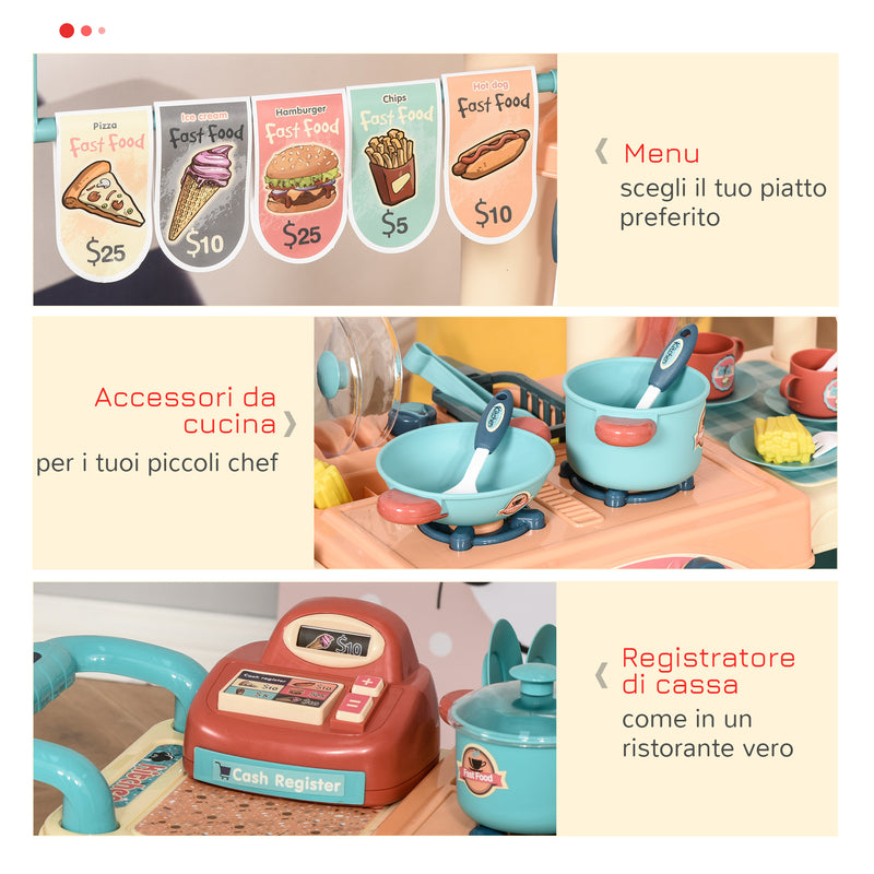 Cucina Giocattolo per Bambini 79,5x33x90,5 cm con 50 Accessori Blu-4