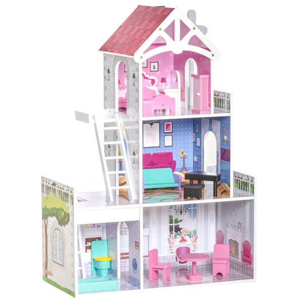 Puppenhaus 3 Etagen 60x29x85 cm in rosa Holz online