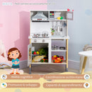 Cucina Giocattolo per Bambini 60x30,5x93,2 cm con Luci e Utensili in MDF e PP Grigio e Bianco-5