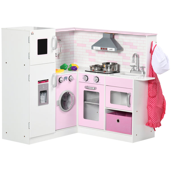 Spielküche für Kinder 84 x 93,5 x 85 cm mit Beleuchtung und Utensilien aus MDF und PP Weiß und Rosa sconto