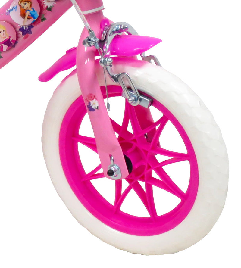 Bicicletta per Bambina 12" 2 Freni Flowers Rosa-5