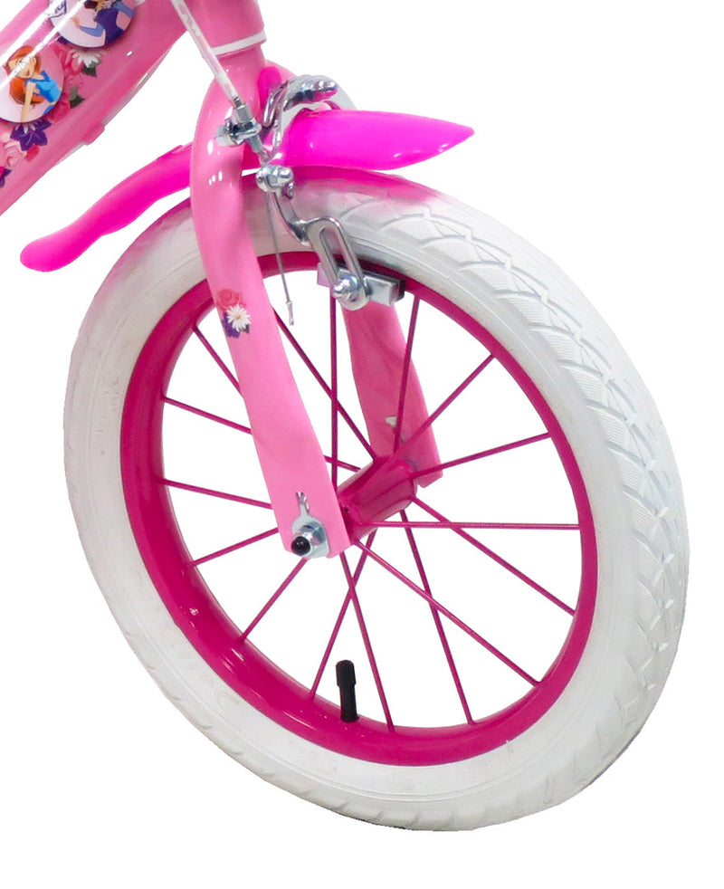 Bicicletta per Bambina 14" 2 Freni Flowers Rosa-5