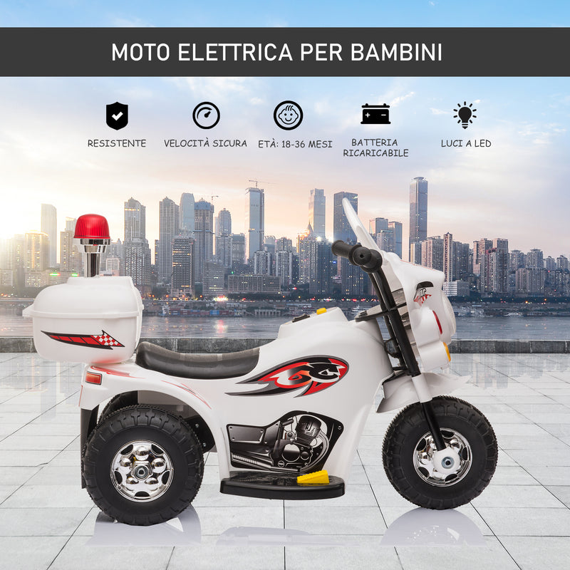 Moto Elettrica Police per Bambini 6V   Bianca-6