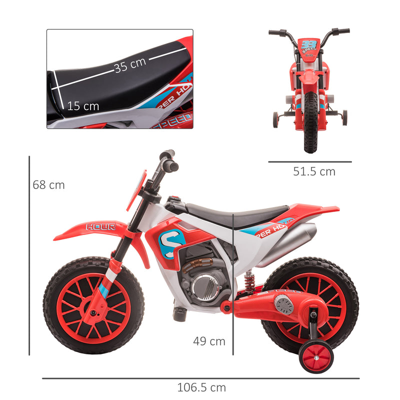 Moto Elettrica per Bambini 6V Motocross Rossa-3