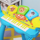 Set Batteria e Pianoforte Giocattolo per Bambini Blu e Giallo -4