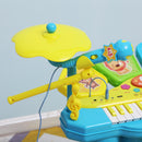 Set Batteria e Pianoforte Giocattolo per Bambini Blu e Giallo -5