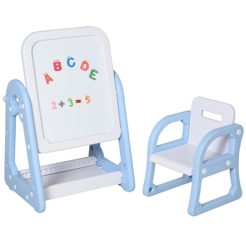 Lavagna Magnetica per Bambini con Sedia Numeri Lettere  Bianca e Blu-5