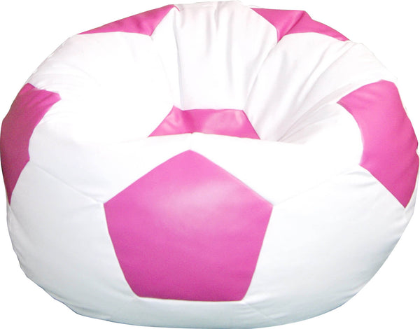 Bean Bag Hocker Ø100 cm aus Baselli Kunstleder Weiß und Rosa Fußball online