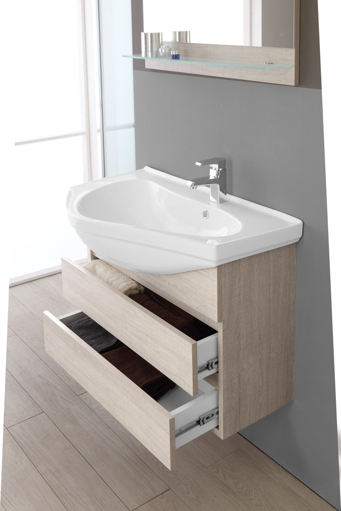 Mobile da Bagno Sospeso Rovere Chiaro Composizione Bagno 80Cm Magnum-3