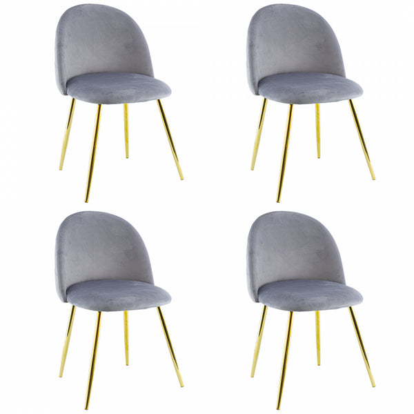 Set mit 4 Stühlen 50 x 45 x 80 cm aus samtigem Stoff mit graugoldenen Füßen sconto